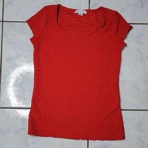 Liz Claiborne Women's short sleeve red textured shirt